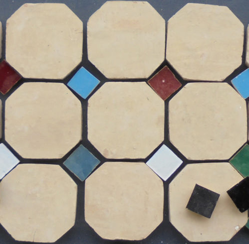 Cotto Bodenplatte oktogonal mit Einleger - 10cm