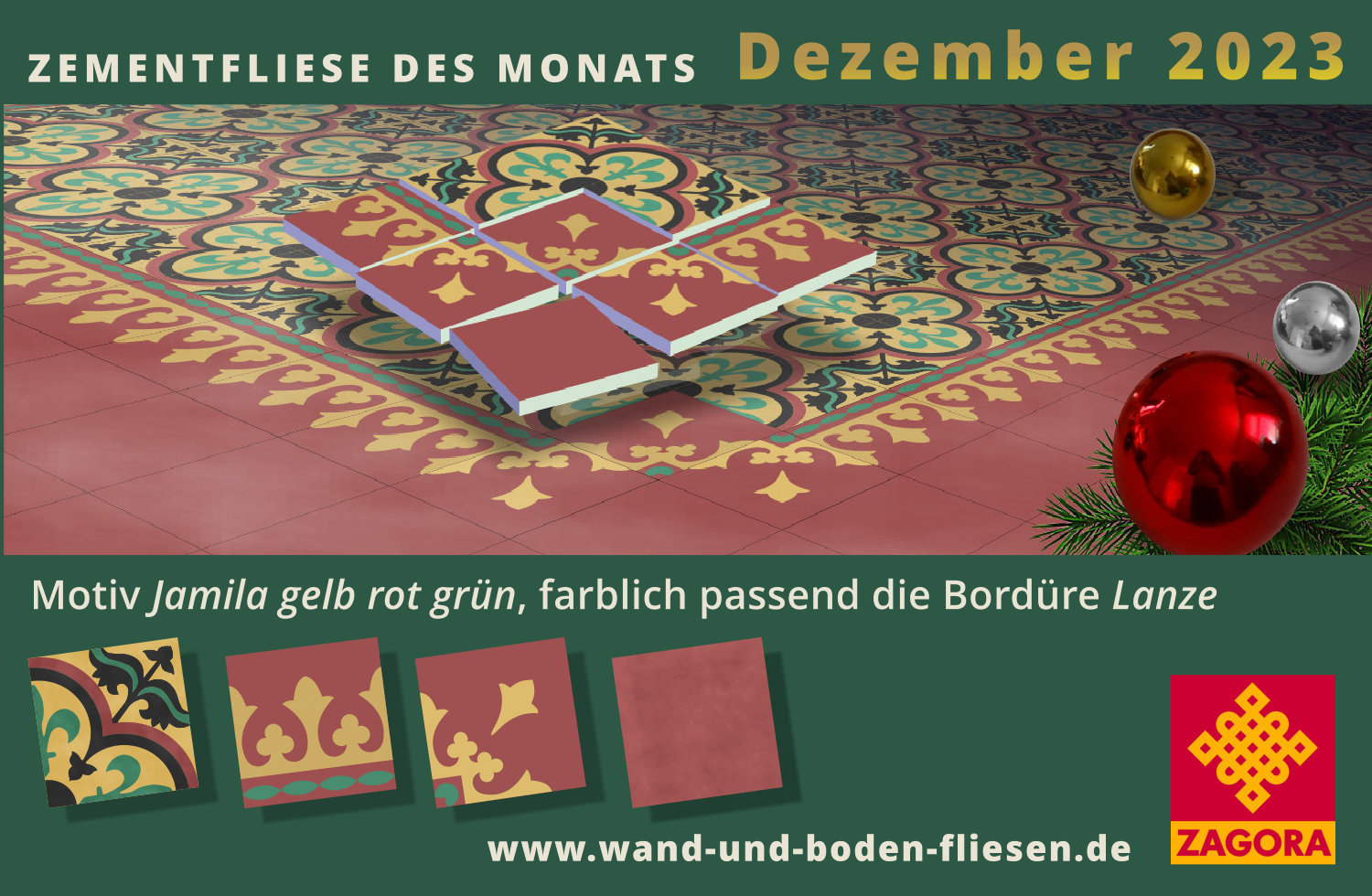 Fliese_des_Monats_2023-Dezember-Jamila_gelb_rot_gruen-ranke-floral-banner